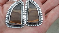 Polychrome Jasper Landscape Stone Oxidized Sterling Silver Mod Southwest Dangle Earrings