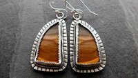 Polychrome Jasper Landscape Stone Oxidized Sterling Silver Mod Southwest Dangle Earrings