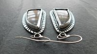 Polychrome Jasper Landscape Stone Oxidized Sterling Silver Mod Southwest Dangle Earrings