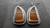 Polychrome Jasper Landscape Stone Oxidized Sterling Silver Mod Southwest Dangle Earrings