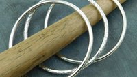 Sterling Silver Bangle Bracelet Set, Three Bangles, Textured Bangle, Stacking Bangles