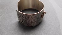 Earth Tone Colored Diamonds Mixed Metal Bronze Sterling Silver Patterned Wire Statement Cuff Bracelet