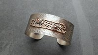 Earth Tone Colored Diamonds Mixed Metal Bronze Sterling Silver Patterned Wire Statement Cuff Bracelet