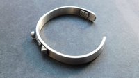 Champagne Diamond Sterling Silver Industrial Cuff, Snakeskin Wire Metal Stud Colored Diamond Bracelet