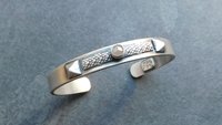 Champagne Diamond Sterling Silver Industrial Cuff, Snakeskin Wire Metal Stud Colored Diamond Bracelet