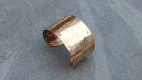Bronze Hammered Rivet Heavy Metal Cuff Bracelet