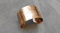 Bronze Hammered Rivet Heavy Metal Cuff Bracelet
