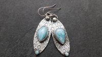 Larimar Deco Inspired Sterling Silver Dangle Earrings
