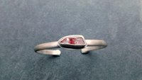 Quartz Crystal Red Hematite Phantom Inclusion Sterling Silver Cuff Bracelet