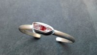 Quartz Crystal Red Hematite Phantom Inclusion Sterling Silver Cuff Bracelet
