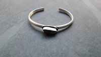 Quartz Crystal Red Hematite Phantom Inclusion Sterling Silver Cuff Bracelet