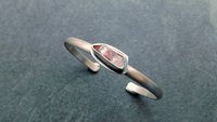 Quartz Crystal Red Hematite Phantom Inclusion Sterling Silver Cuff Bracelet
