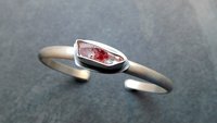 Quartz Crystal Red Hematite Phantom Inclusion Sterling Silver Cuff Bracelet