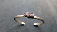 Quartz Crystal Red Hematite Phantom Inclusion Sterling Silver Cuff Bracelet