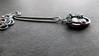 Sugar Skull Roses Spider Red Garnet Gemstone Sterling Silver Pendant Necklace