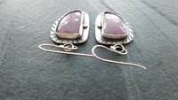 Rose Pink Sapphire Sterling Silver Stamped Dangle Earrings