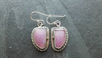 Rose Pink Sapphire Sterling Silver Stamped Dangle Earrings
