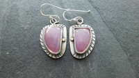 Rose Pink Sapphire Sterling Silver Stamped Dangle Earrings