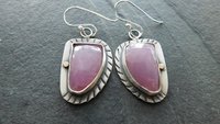 Rose Pink Sapphire Sterling Silver Stamped Dangle Earrings