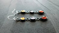 Citrine Iolite Garnet Multi Stone Oxidized Sterling Silver Long Gemstone Dangle Earrings