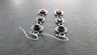 Orange Sunstone Deep Pink Spinel Purple Amethyst Jewel Tone Multi Stone Sterling Silver Earrings
