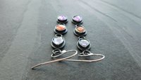 Iolite Garnet Amethyst Multi Stone Oxidized Sterling Silver Long Gemstone Dangle Earrings