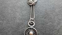 Earth Tone Colored Diamond Sterling Silver Modernist Wire Pendant Necklace