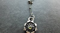 Green Tourmaline Ornate Sterling Silver Wire Studs Modernist Pendant Necklace