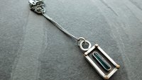 Indicolite Tourmaline Raw Crystal Mineral Oxidized Sterling Silver 14K Gold Mixed Metal Pendant Necklace