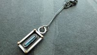 Indicolite Tourmaline Raw Crystal Mineral Oxidized Sterling Silver 14K Gold Mixed Metal Pendant Necklace
