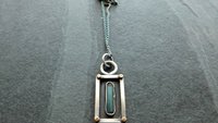 Indicolite Tourmaline Raw Crystal Mineral Oxidized Sterling Silver 14K Gold Mixed Metal Pendant Necklace