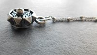 Green Tourmaline Ornate Sterling Silver Wire Studs Modernist Pendant Necklace