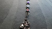 Long Gemstone Dangle Oxidized Sterling Silver Pendant Dark Pink Tourmaline Iolite Amethyst Multi Stone Necklace