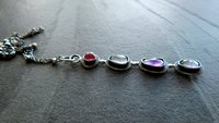 Long Gemstone Dangle Oxidized Sterling Silver Pendant Dark Pink Tourmaline Iolite Amethyst Multi Stone Necklace
