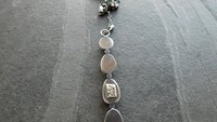 Long Gemstone Dangle Oxidized Sterling Silver Pendant Dark Pink Tourmaline Iolite Amethyst Multi Stone Necklace