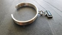 Indicolite Tourmaline Raw Mineral Dangle Charm Sterling Silver Cuff Bracelet
