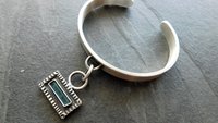 Indicolite Tourmaline Raw Mineral Dangle Charm Sterling Silver Cuff Bracelet