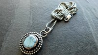 Kazakhstan Golden Hill Lavender Turquoise Nugget Sterling Silver Pendant Necklace