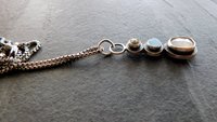 Grey Moonstone Aquamarine Grey Diamond Multi Stone Oxidized Sterling Silver Pendant Necklace