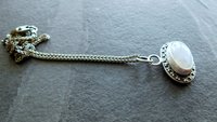 Rainbow Moonstone Sterling Silver Ornate Patterned Wire Pendant Necklace