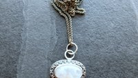 Rainbow Moonstone Sterling Silver Ornate Patterned Wire Pendant Necklace