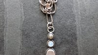 Grey Moonstone Aquamarine Grey Diamond Multi Stone Oxidized Sterling Silver Pendant Necklace