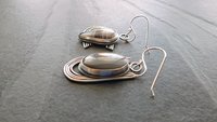 Brown Grey Botswana Agate Sterling Silver Mismatched Earrings