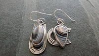 Brown Grey Botswana Agate Sterling Silver Mismatched Earrings