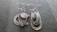 Brown Grey Botswana Agate Sterling Silver Mismatched Earrings