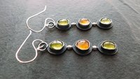 Peridot Citrine Multi Stone Dark Patina Oxidized Sterling Silver Long Gemstone Dangle Earrings