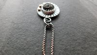 Pyritized Ammonite Negative Stone Stamped Sterling Silver 14k Gold Mixed Metal Pendant Necklace