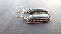 Teal Green Imperial Jasper Ocean Scene Stone Sterling Silver Dangle Earrings
