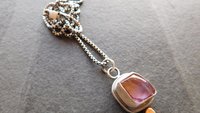 Raw Mineral Ametrine Nugget 14K Gold Dot Oxidized Sterling Silver Minimalist Pendant Necklace