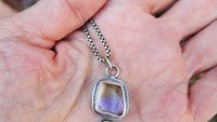Raw Mineral Ametrine Nugget 14K Gold Dot Oxidized Sterling Silver Minimalist Pendant Necklace